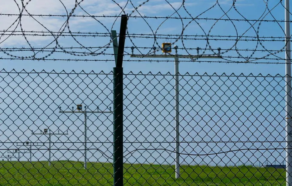 chain link fence in airport 